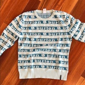 Burton Logo knit Sweater in Teal and light blue